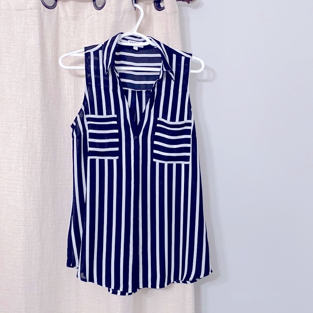 Black and White Stripe Portofino Blouse